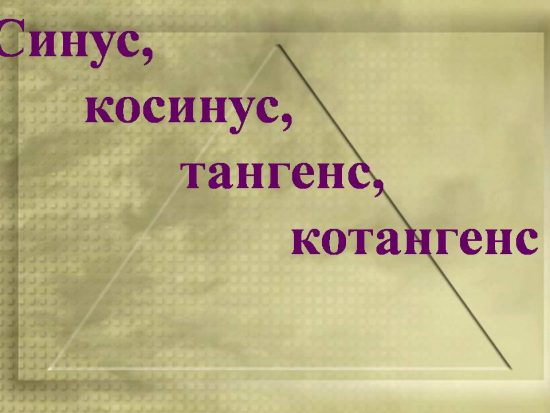 Синус, косинус, тангенс и котангенс.(8 класс)